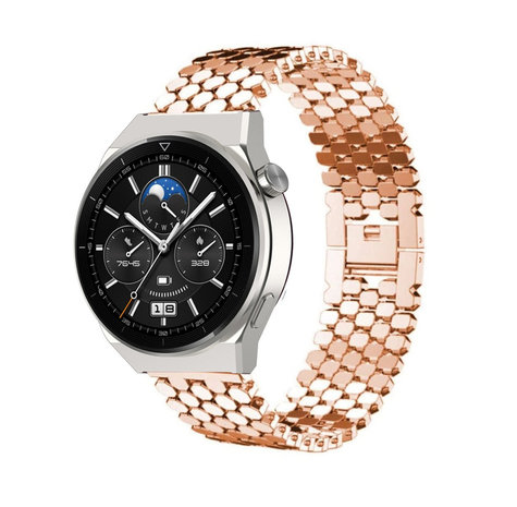 Strap-it® Strap-it Huawei Watch GT 3 Pro 46mm Fischarmband Stahl (Roségold)