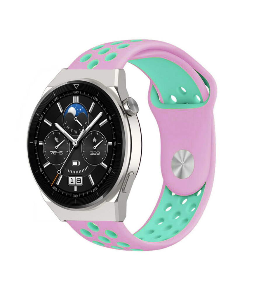 Strap-it® Strap-it Huawei Watch GT 3 Pro 46mm Sportarmband (Rosa/Aqua)