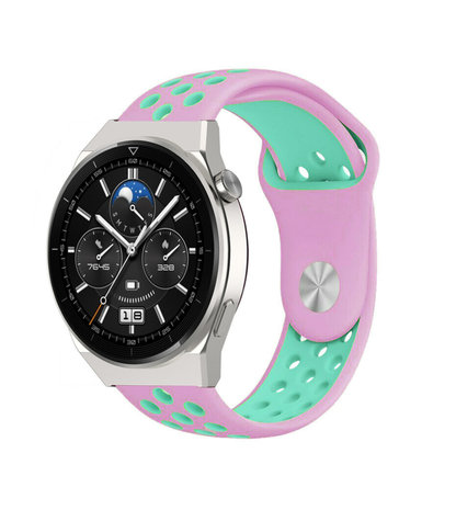 Strap-it® Strap-it Huawei Watch GT 3 Pro 46mm Sportarmband (Rosa/Aqua)