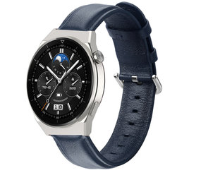 Strap-it® Huawei Watch GT 3 Pro 46mm Lederarmband (Dunkelblau)