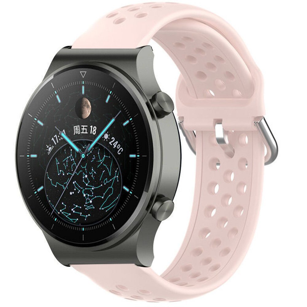 Strap-it® Strap-it Huawei Watch GT 2 Pro Silikonarmband mit Löchern (Rosa)