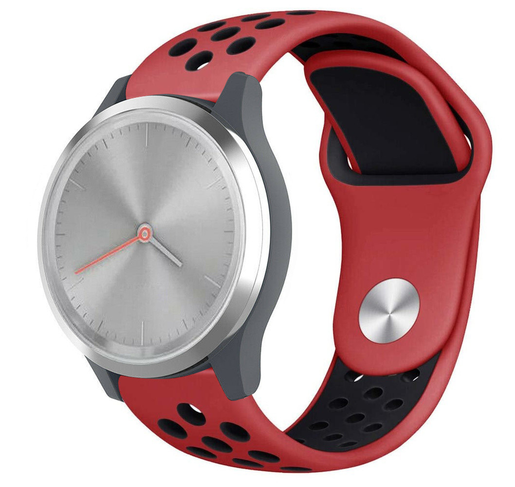 Strap-it® Strap-it Garmin Vivomove 3s - 39mm Sportarmband - Rot/Schwarz Strap-it® Strap-it Garmin Vivomove 3s - 39mm Sportarmband - Rot/Schwarz