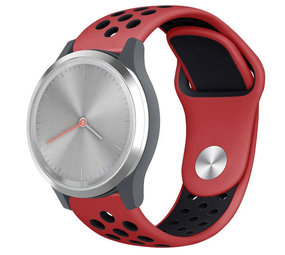 Strap-it® Garmin Vivomove 3s - 39mm Sportarmband - Rot/Schwarz Strap-it® Garmin Vivomove 3s - 39mm Sportarmband - Rot/Schwarz