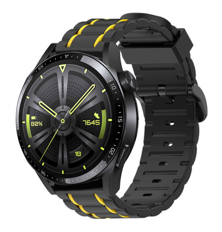 Strap-it® Strap-it Huawei Watch GT 3 46mm Sportschnallenarmband (Schwarz/Gelb) Strap-it® Strap-it Huawei Watch GT 3 46mm Sportschnallenarmband (Schwarz/Gelb)
