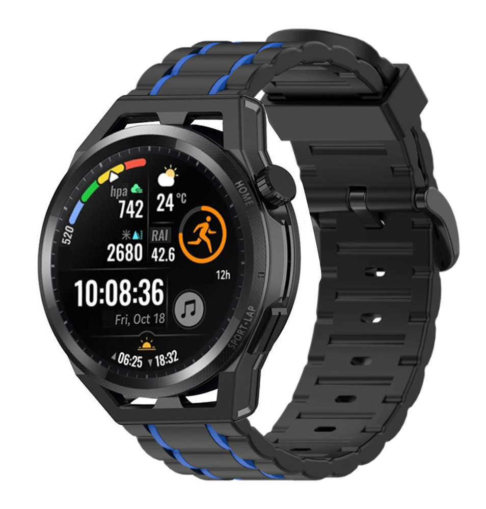 Strap-it® Strap-it Huawei Watch GT Runner Sportschnallenarmband (Schwarz/Blau) Strap-it® Strap-it Huawei Watch GT Runner Sportschnallenarmband (Schwarz/Blau)