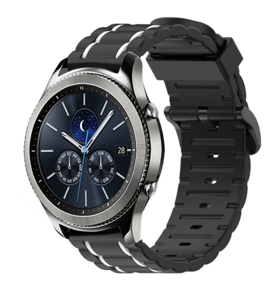 Strap-it® Strap-it Samsung Gear S3 Sportschnallenarmband (Schwarz/Weiß)