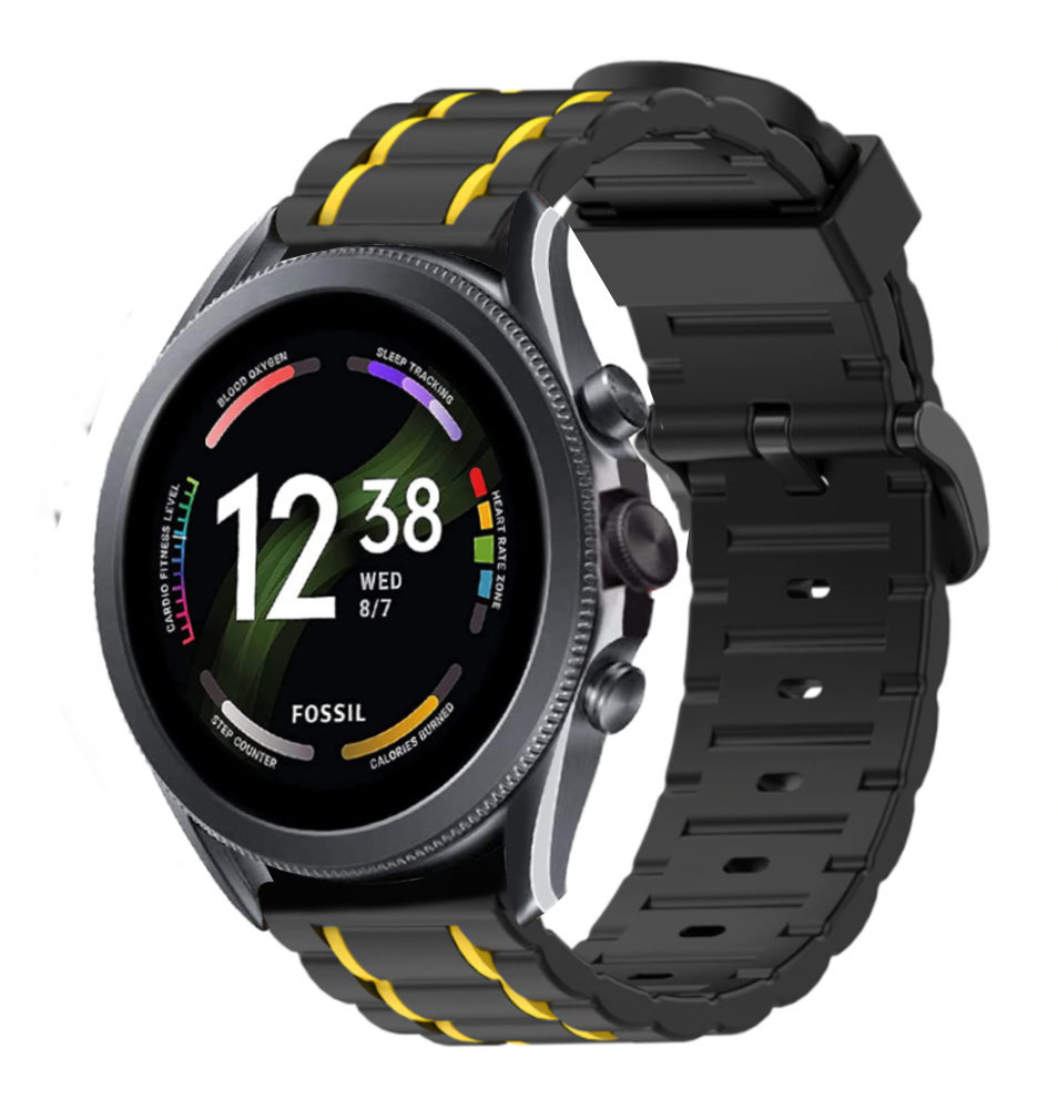Strap-it® Strap-it Fossil Gen 6 44mm Sportschnallenarmband (Schwarz/Gelb) Strap-it® Strap-it Fossil Gen 6 44mm Sportschnallenarmband (Schwarz/Gelb)