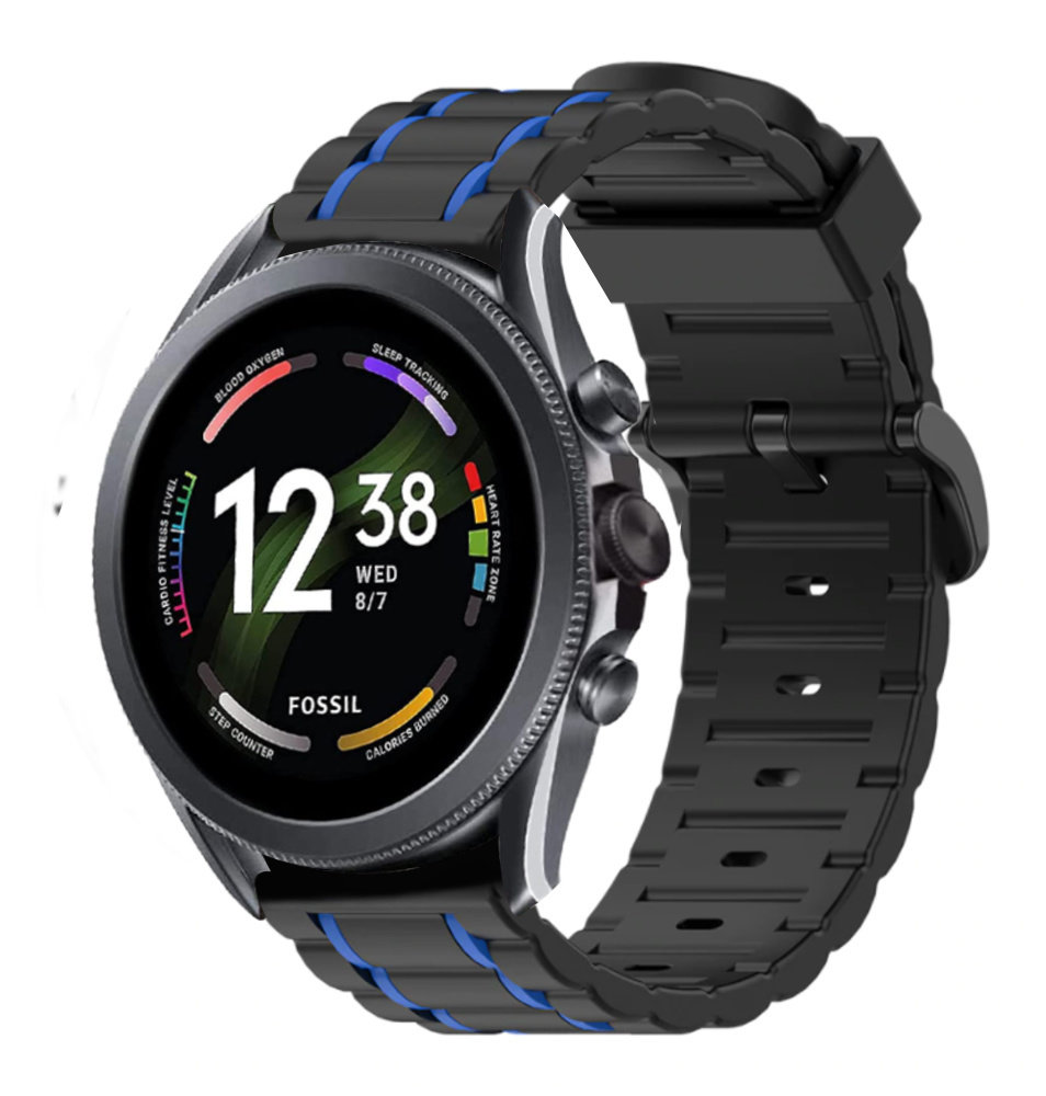 Strap-it® Strap-it Fossil Gen 6 44mm Sportschnallenarmband (Schwarz/Blau) Strap-it® Strap-it Fossil Gen 6 44mm Sportschnallenarmband (Schwarz/Blau)