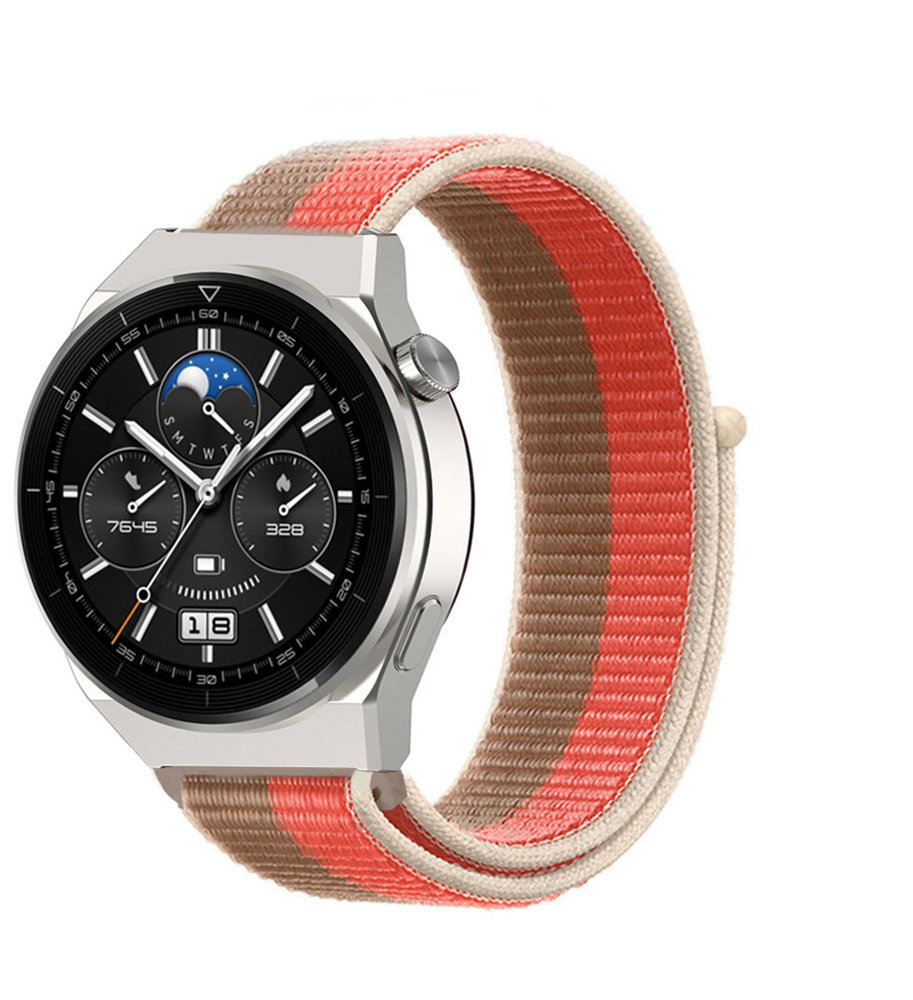 Strap-it® Strap-it Huawei Watch GT 3 Pro 46mm Nylonarmband (Rosa Pomelo)