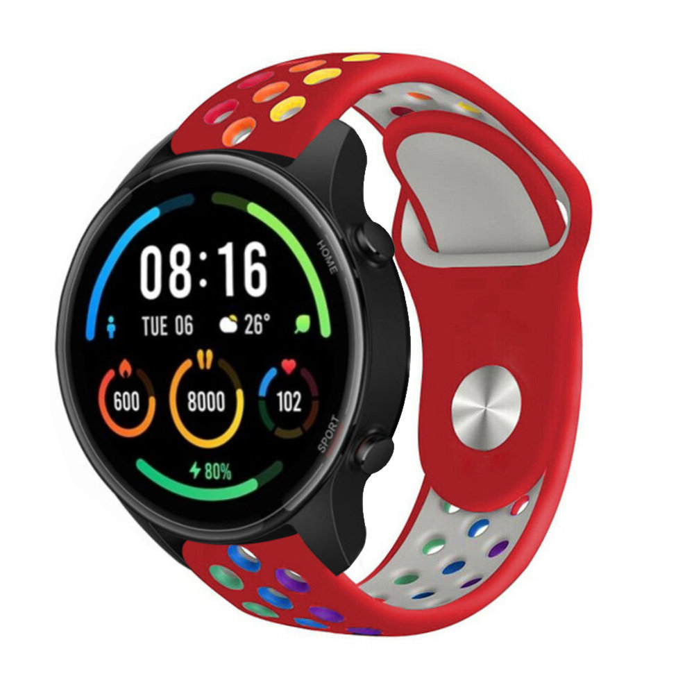 Strap-it® Strap-it Xiaomi Mi Watch Sportarmband (Rot Bunt)