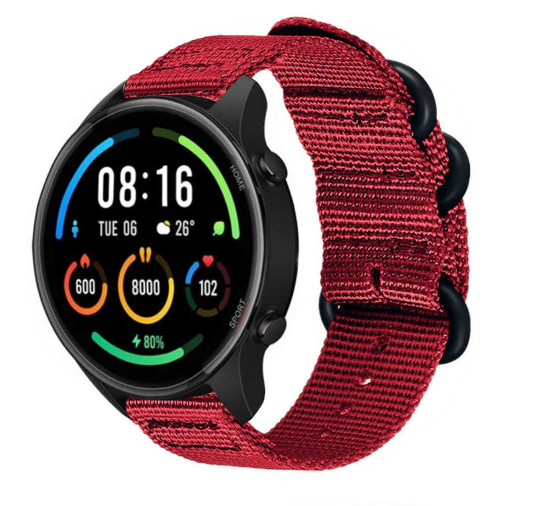 Strap-it® Strap-it Xiaomi Mi Watch Nylon Schnallenarmband (Rot)