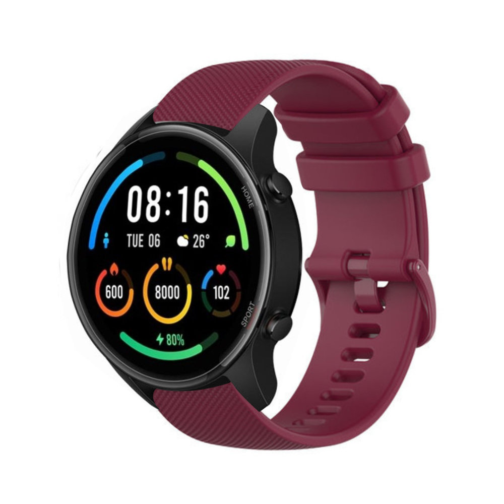 Strap-it® Strap-it Xiaomi Mi Watch Luxus-Silikonarmband (Dunkelrot)