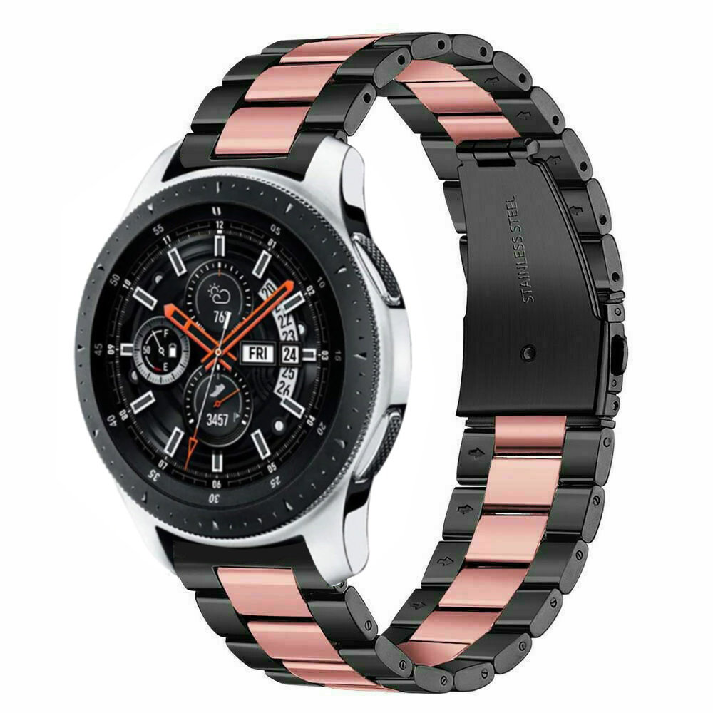 Strap-it® Strap-it Samsung Galaxy Watch 46mm Stahlarmband (Schwarz/Rosa)
