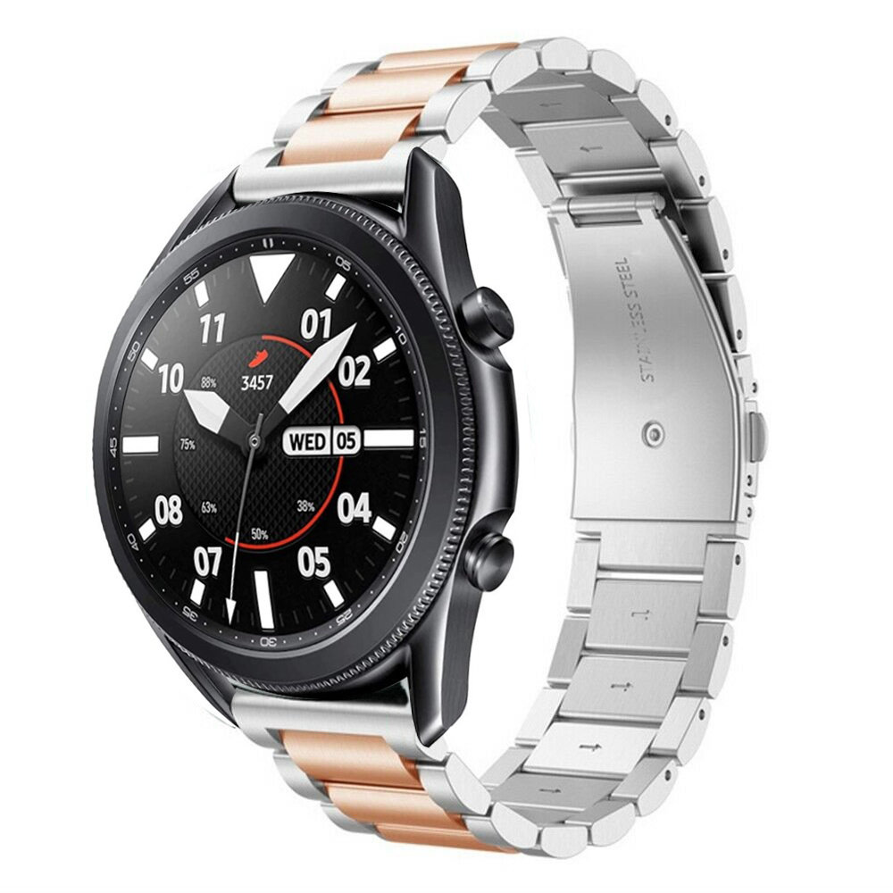 Strap-it® Strap-it Samsung Galaxy Watch 3 45mm Stahlarmband (Silber/Roségold)