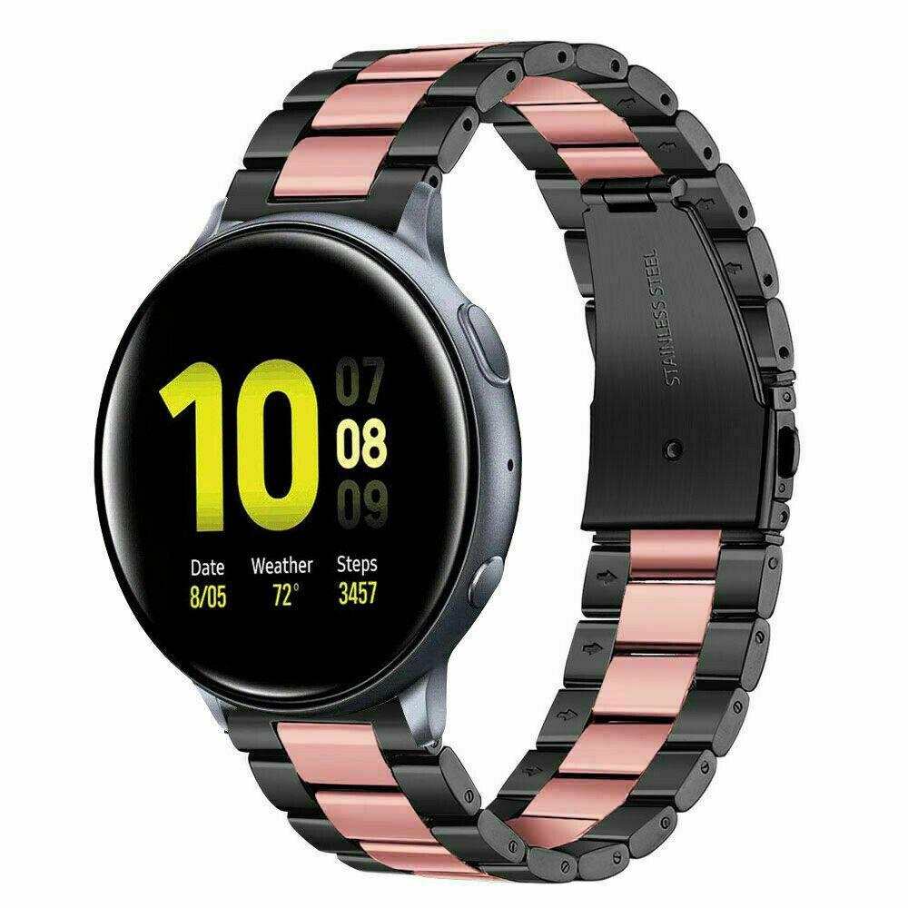 Strap-it® Strap-it Samsung Galaxy Watch Active Stahlarmband (Schwarz/Rosa)