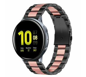 Strap-it® Samsung Galaxy Watch Active Stahlarmband (Schwarz/Rosa) Strap-it® Samsung Galaxy Watch Active Stahlarmband (Schwarz/Rosa)
