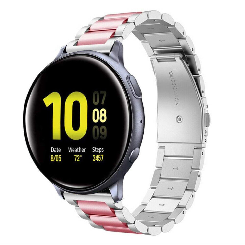 Strap-it® Strap-it Samsung Galaxy Watch Active Stahlarmband (Silber/Rosa)