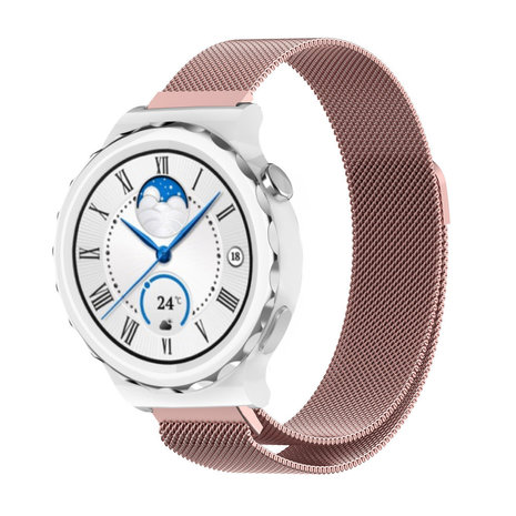 Strap-it® Strap-it Huawei Watch GT 3 Pro 43mm Milanese-Armband (Rosa) Strap-it® Strap-it Huawei Watch GT 3 Pro 43mm Milanese-Armband (Rosa)