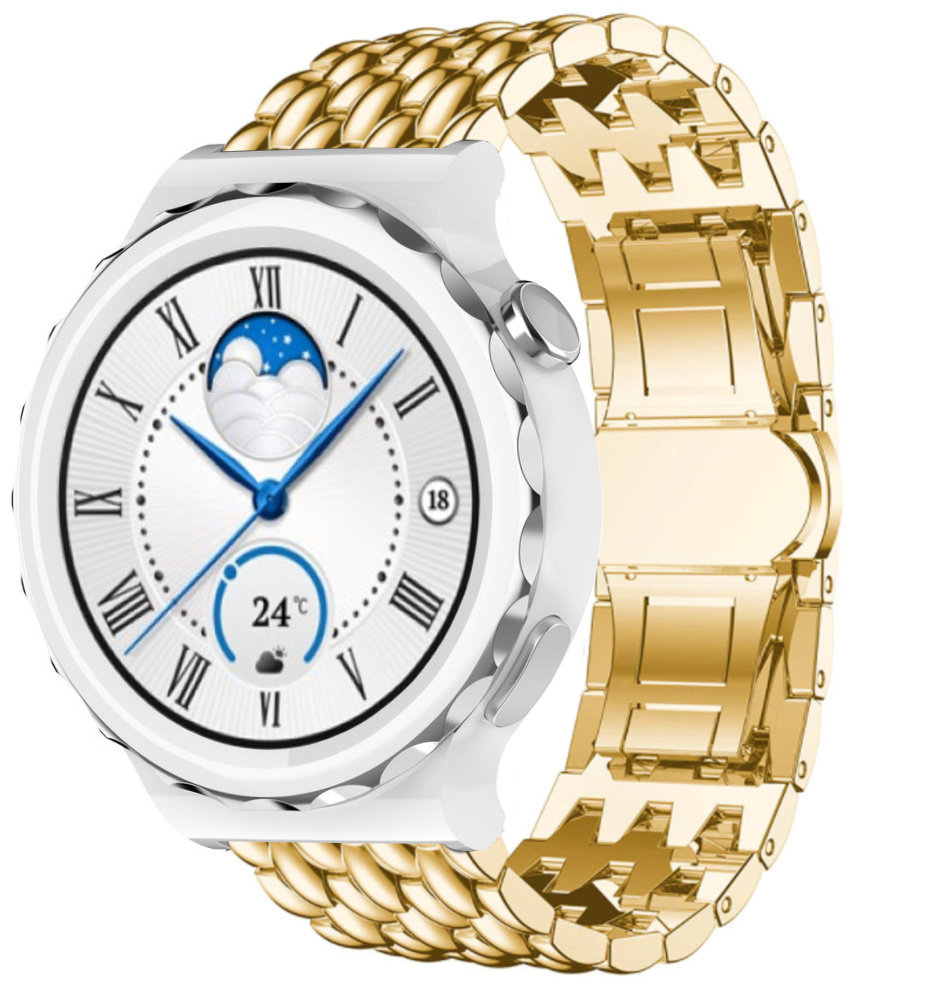 Strap-it® Strap-it Huawei Watch GT 3 Pro 43mm Stahl-Drachenarmband (Gold) Strap-it® Strap-it Huawei Watch GT 3 Pro 43mm Stahl-Drachenarmband (Gold)