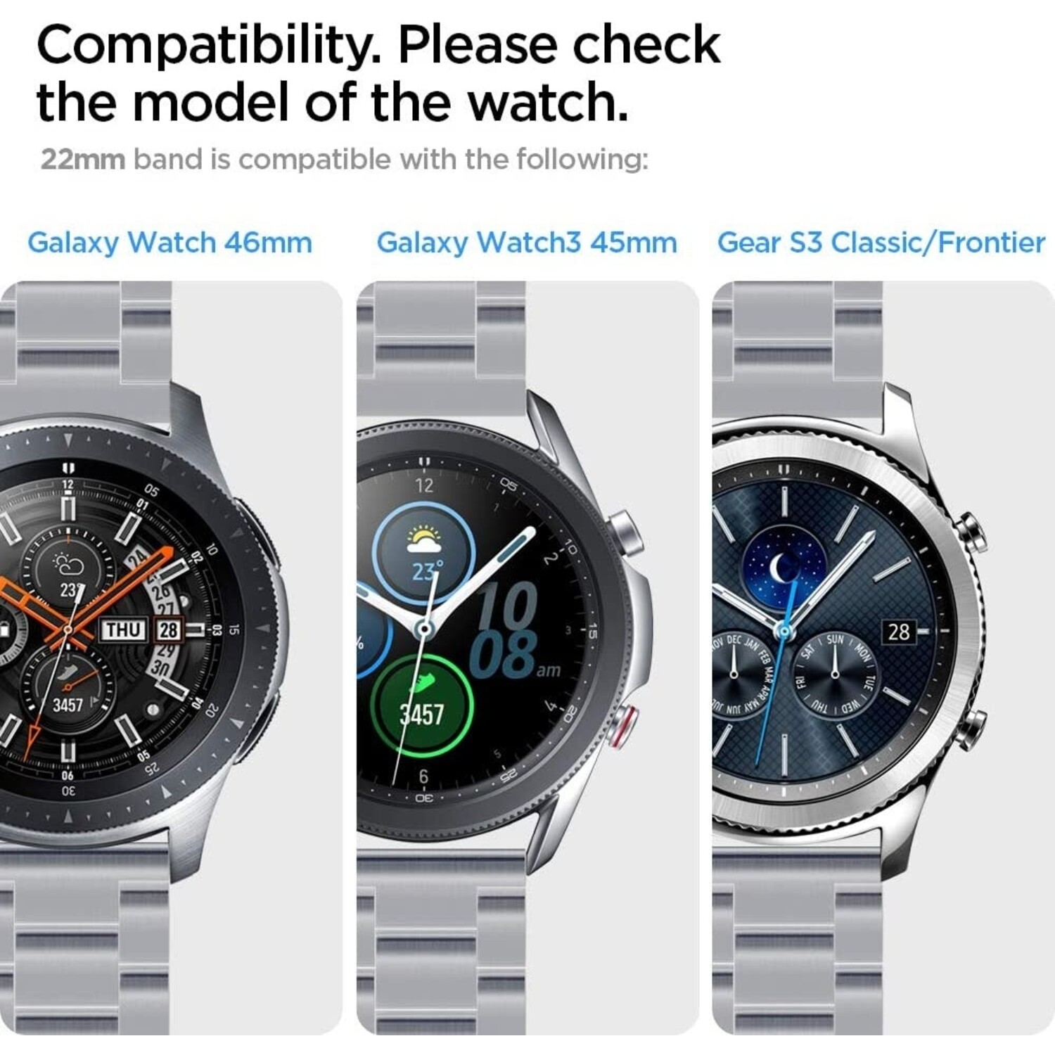 Samsung Galaxy Watch 46mm Magnetisches Silikonarmband Schwarz Gelb Smartwatcharmbaender