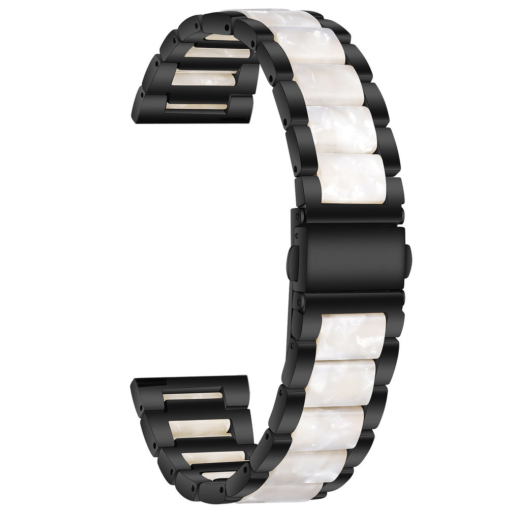 Strap-it® Strap-it Samsung Galaxy Watch 42mm Stahl Resin Armband (Schwarz/Weiß)