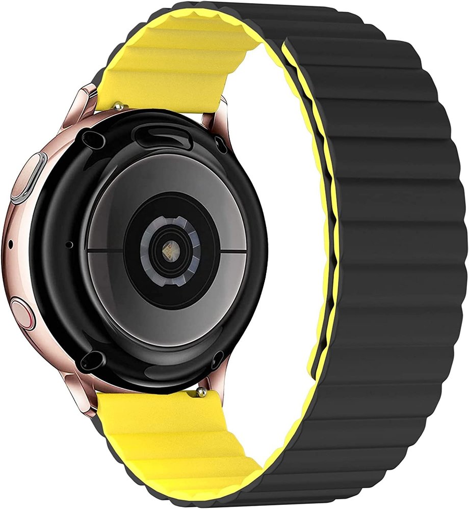 Strap-it® Strap-it Samsung Galaxy Watch Active Magnetisches Silikonarmband (Schwarz/Gelb) Strap-it® Strap-it Samsung Galaxy Watch Active Magnetisches Silikonarmband (Schwarz/Gelb)