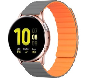 Strap-it® Samsung Galaxy Watch Active Magnetisches Silikonarmband (Grau/Orange) Strap-it® Samsung Galaxy Watch Active Magnetisches Silikonarmband (Grau/Orange)