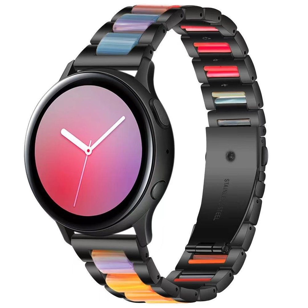 Strap-it® Strap-it Samsung Galaxy Watch Active Resin-Stahlarmband (Schwarz/Bunt)