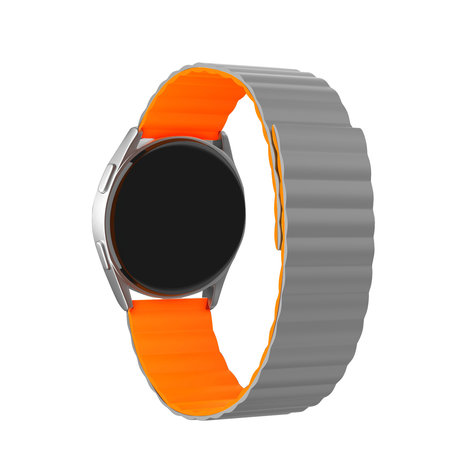 Strap-it® Strap-it Huawei Watch GT 3 Pro 43mm Magnetisches Silikonarmband (Grau/Orange)