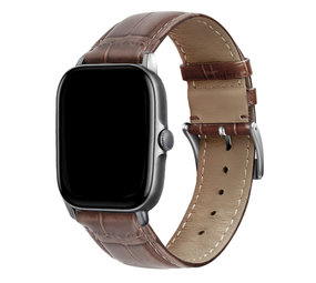 Strap-it® Amazfit Bip Lederarmband mit Krokoprägung (Braun)