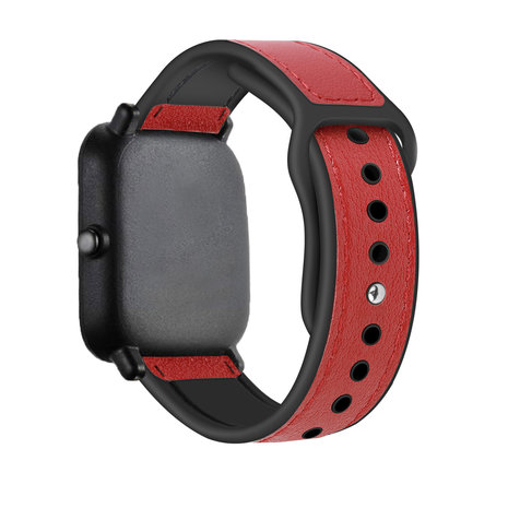 Strap-it® Strap-it Xiaomi Amazfit GTS Leder-Hybridarmband (Rot) Strap-it® Strap-it Xiaomi Amazfit GTS Leder-Hybridarmband (Rot)