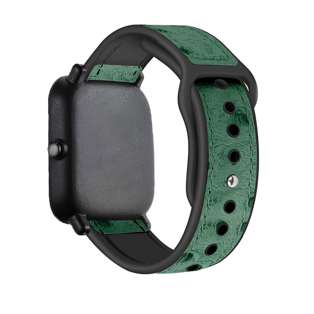 Strap-it® Strap-it Xiaomi Amazfit GTS Leder-Hybridarmband (Grün)
