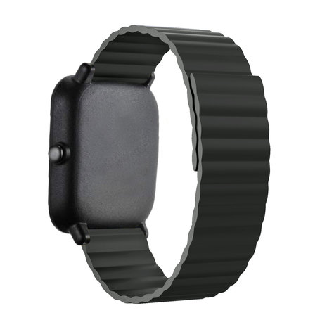 Strap-it® Strap-it Xiaomi Amazfit GTS 2 Magnetisches Silikonarmband (Schwarz)