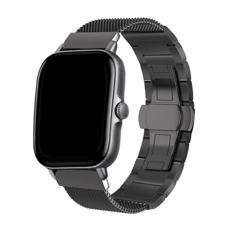 Strap-it® Strap-It Amazfit GTS 3 Milanese-Stahlarmband (Schwarz)