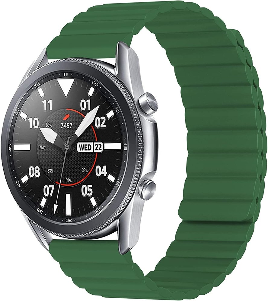 Strap-it® Strap-it Samsung Galaxy Watch 3 45mm Magnetisches Silikonarmband (Grün)