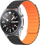 Strap-it® Strap-it Samsung Galaxy Watch 3 45mm Magnetisches Silikonarmband (Schwarz/Orange)