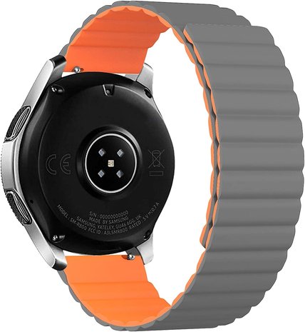 Strap-it® Strap-it Samsung Galaxy Watch 3 45mm Magnetisches Silikonarmband (Grau/Orange)