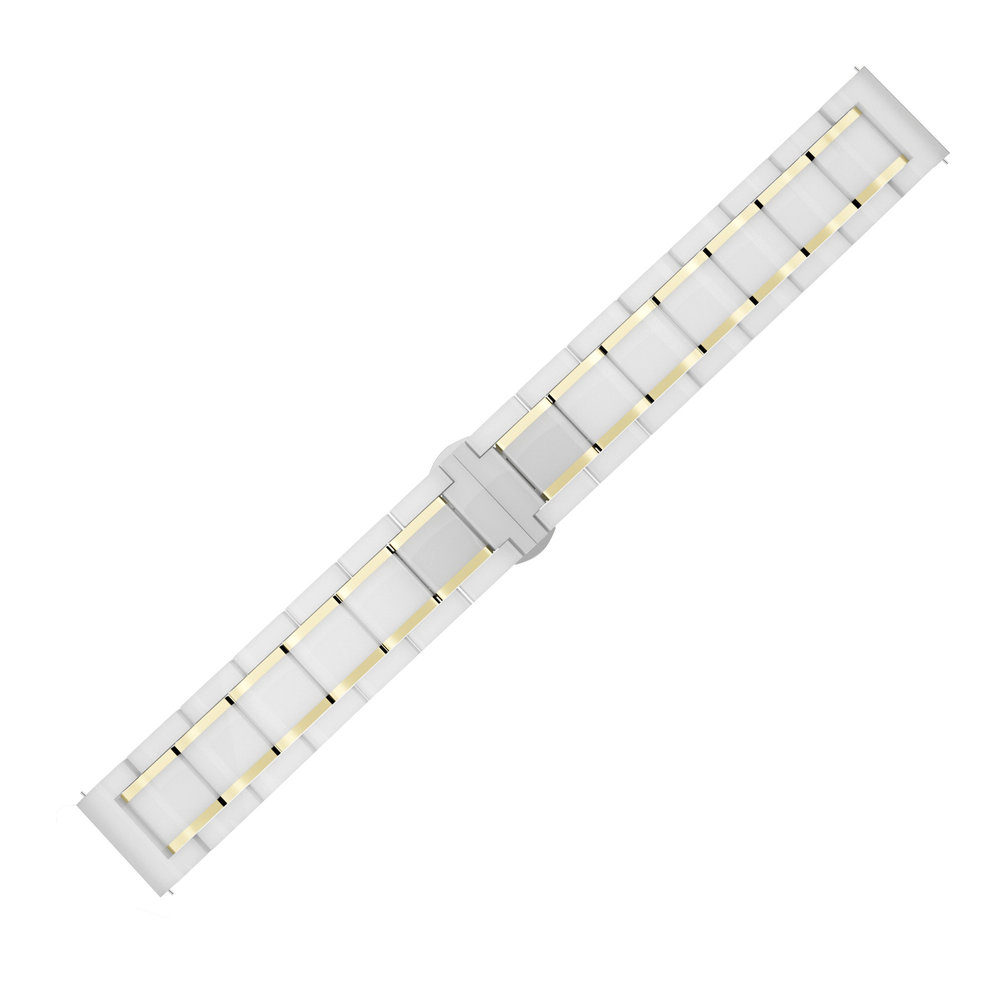 Strap-it® Strap-it Huawei Watch GT 3 46mm Keramik-Stahlarmband (Weiß/Gold) Strap-it® Strap-it Huawei Watch GT 3 46mm Keramik-Stahlarmband (Weiß/Gold)