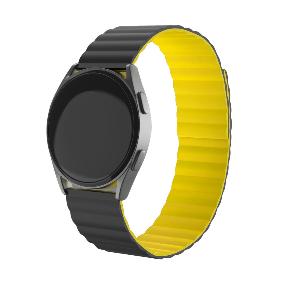 Strap-it® Strap-it Samsung Gear S3 Magnetisches Silikonarmband (Schwarz/Gelb)