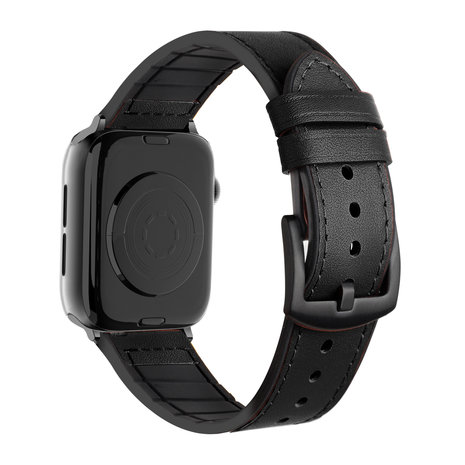 Strap-it® Strap-it Apple Watch Leder-Hybridschnallenarmband (Schwarz)
