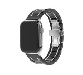Strap-it® Apple Watch Keramik-Stahlarmband (Schwarz/Silber) Strap-it® Apple Watch Keramik-Stahlarmband (Schwarz/Silber)