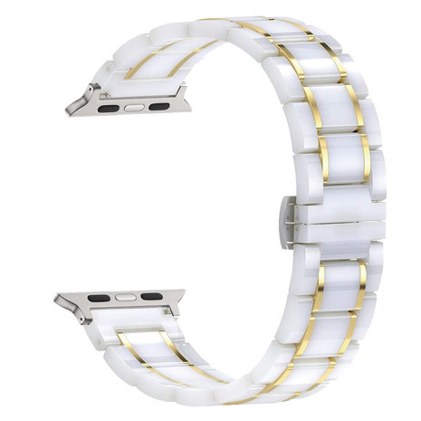 Strap-it® Strap-it Apple Watch Keramik-Stahlarmband (Weiß/Gold) Strap-it® Strap-it Apple Watch Keramik-Stahlarmband (Weiß/Gold)