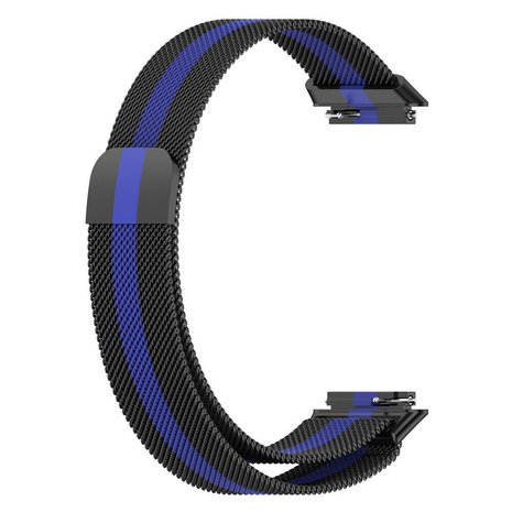 Strap-it® Strap-It Huawei Band 7 Milanese-Armband (Schwarz/Blau) Strap-it® Strap-It Huawei Band 7 Milanese-Armband (Schwarz/Blau)