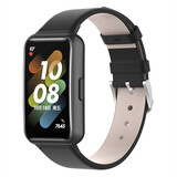 Strap-it® Huawei Band 7 Lederarmband (Schwarz)