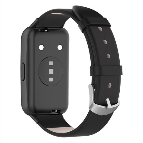 Strap-it® Strap-it Huawei Band 7 Lederarmband (Schwarz)