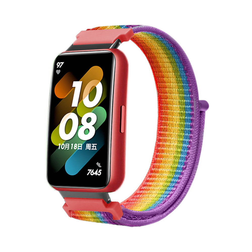 Strap-it® Strap-it Huawei Band 7 Nylonarmband (Regenbogen)