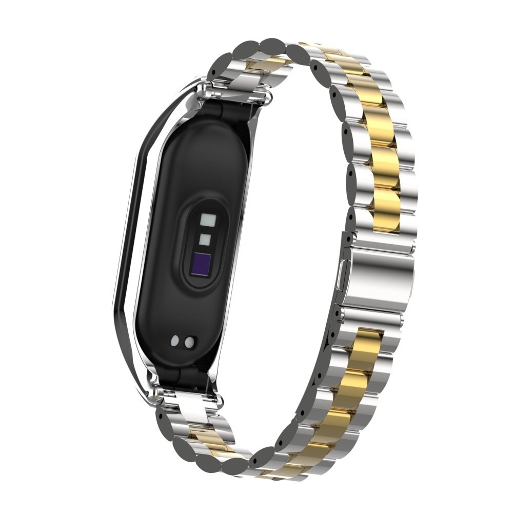 Strap-it® Strap-it Xiaomi Mi Band 7 Stahlarmband (Silber/Gold)
