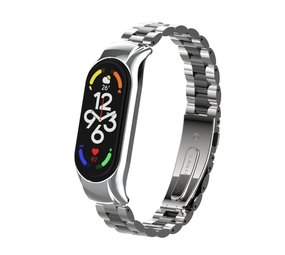 Strap-it® Xiaomi Mi Band 7 Stahlarmband (Silber/Schwarz) Strap-it® Xiaomi Mi Band 7 Stahlarmband (Silber/Schwarz)