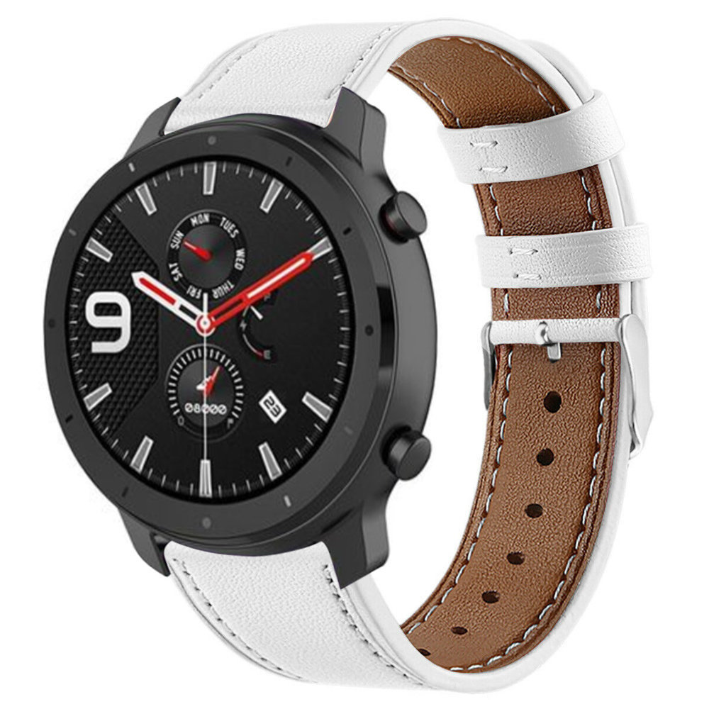 Strap-it® Strap-it Xiaomi Amazfit GTR Armband Leder (Weiß)