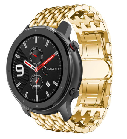 Strap-it® Strap-it Xiaomi Amazfit GTR Stahl-Drachenarmband (Gold)
